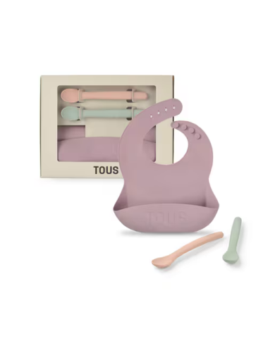 Set de babero y 2 cucharas Food Kit rosa