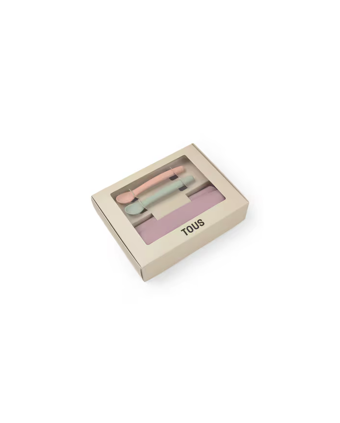 Set de babero y 2 cucharas Food Kit rosa