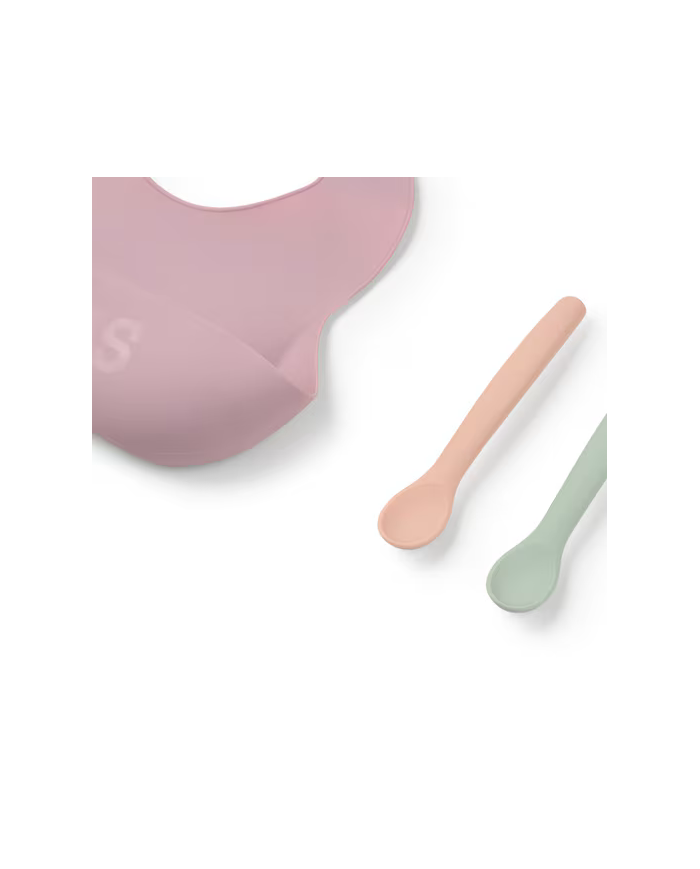 Set de babero y 2 cucharas Food Kit rosa