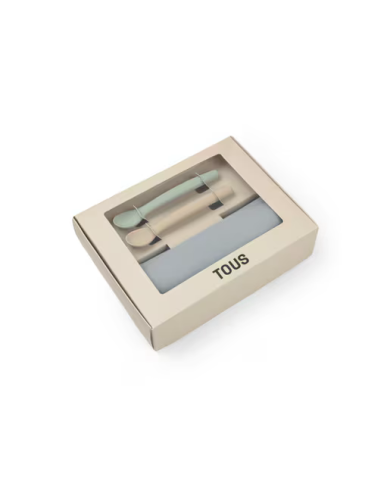Set de babero y 2 cucharas Food Kit azul celeste