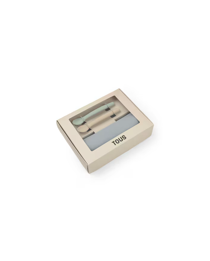 Set de babero y 2 cucharas Food Kit azul celeste