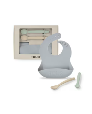 Set de babero y 2 cucharas Food Kit azul celeste