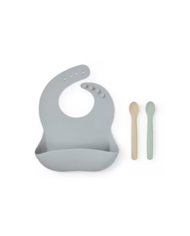 Set de babero y 2 cucharas Food Kit azul celeste
