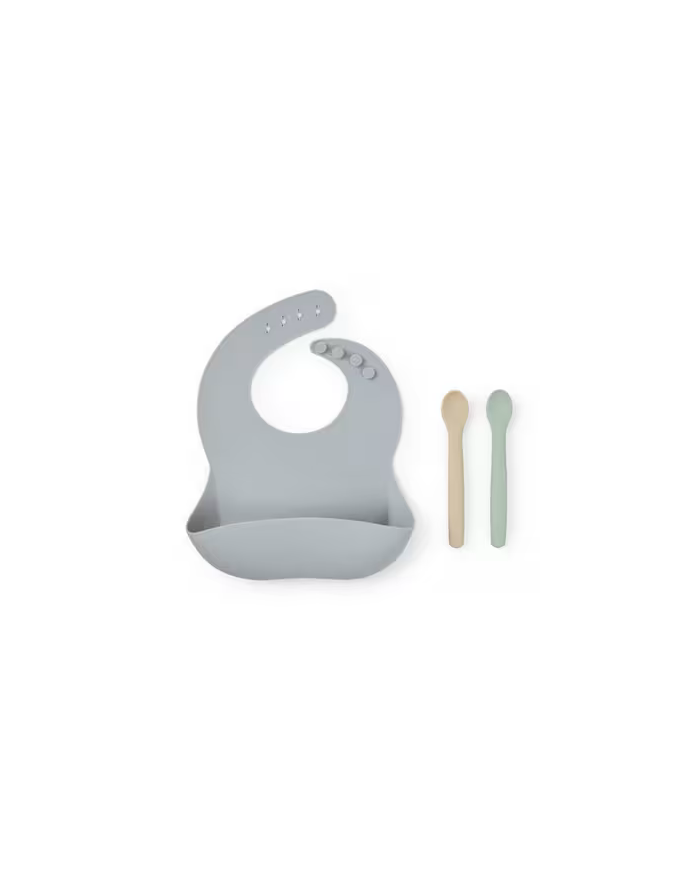 Set de babero y 2 cucharas Food Kit azul celeste