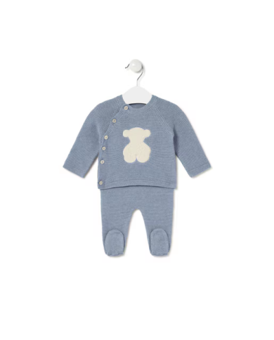 Conjunto de bebé de recién nacido Tricot azul Conjunto de bebé de recién nacido Tricot azul